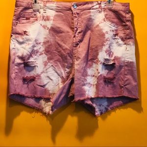 Pink and White Distressed Shorts (Size 20)
